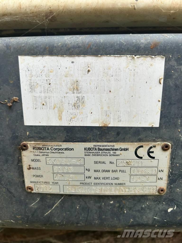 Kubota KX 080-3 Середні екскаватори 7т. - 12т.