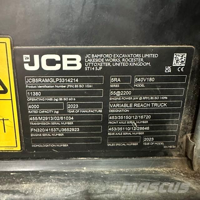 JCB 540-180 Телескопічні навантажувачі