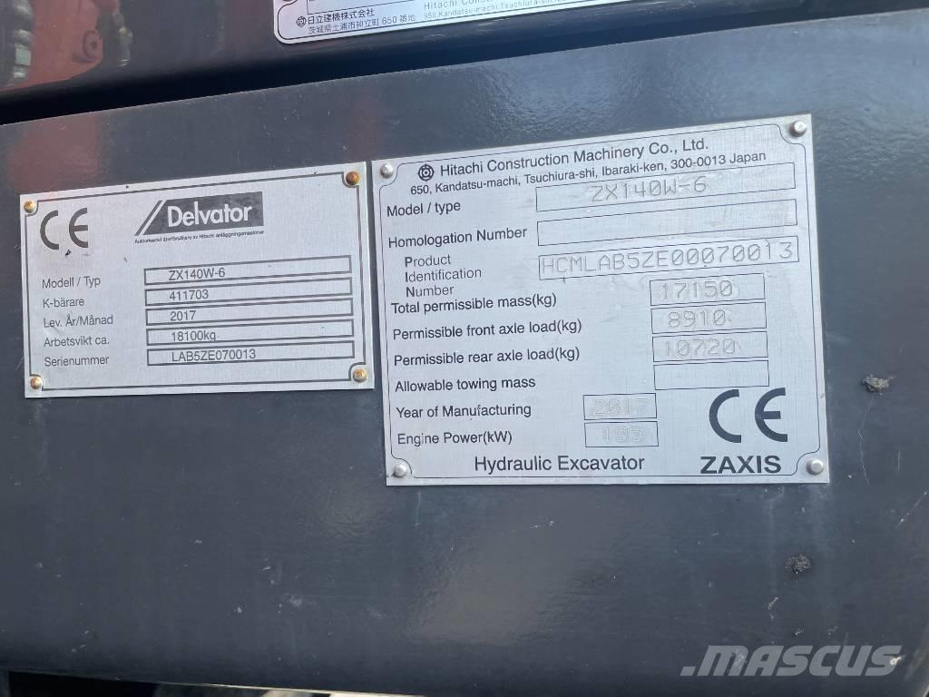 Hitachi 140W Колісні екскаватори