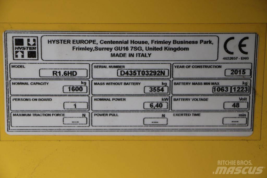 Hyster R 1.6 Електронавантажувачі