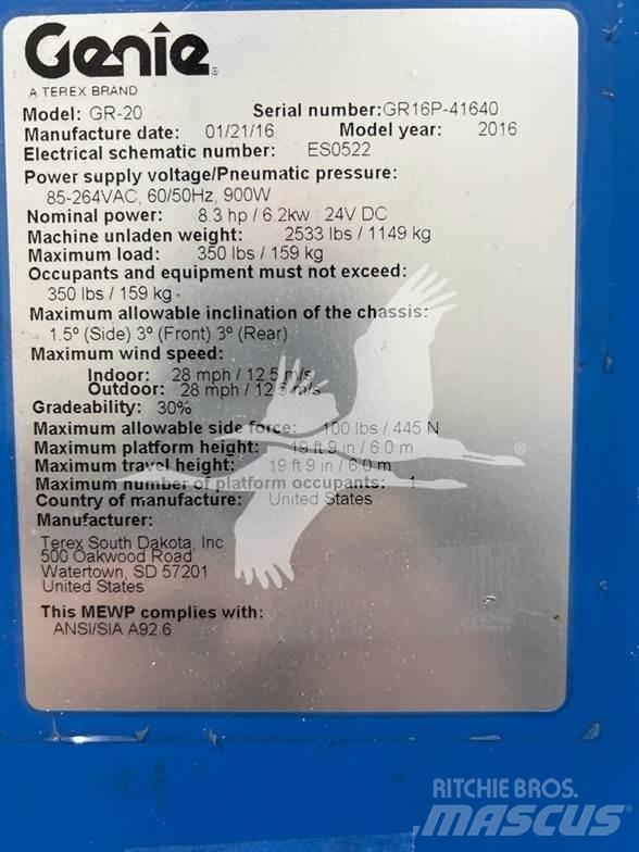 Genie GR20 Вертикальні щоглові підйомники
