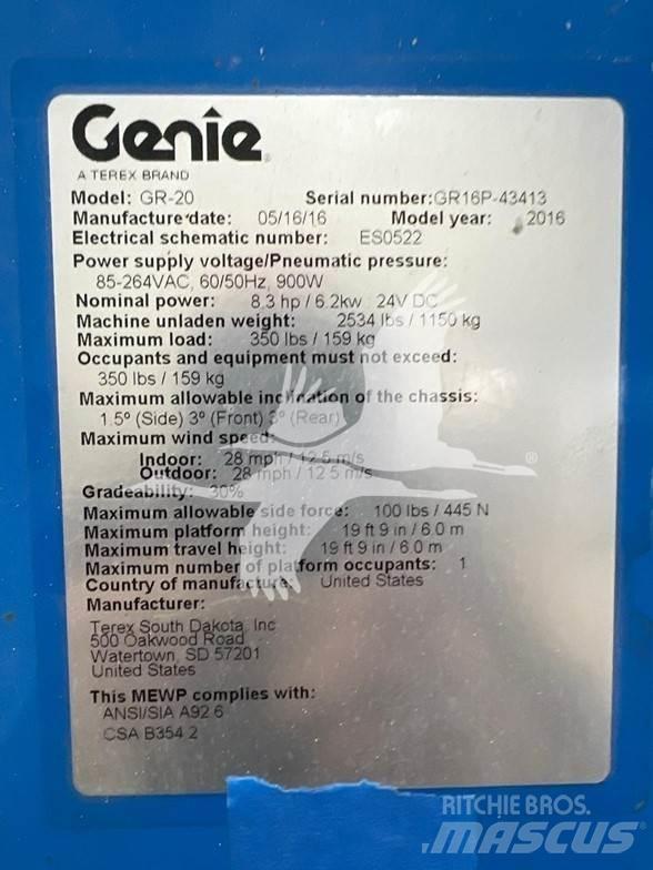 Genie GR20 Вертикальні щоглові підйомники