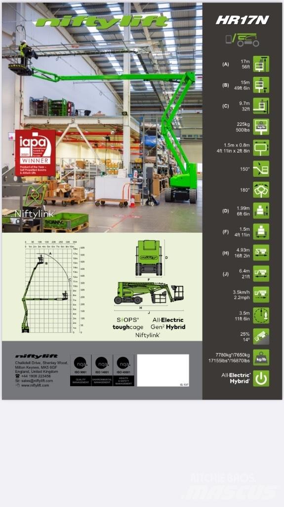 Niftylift HR 17NE Колінчаті підйомники