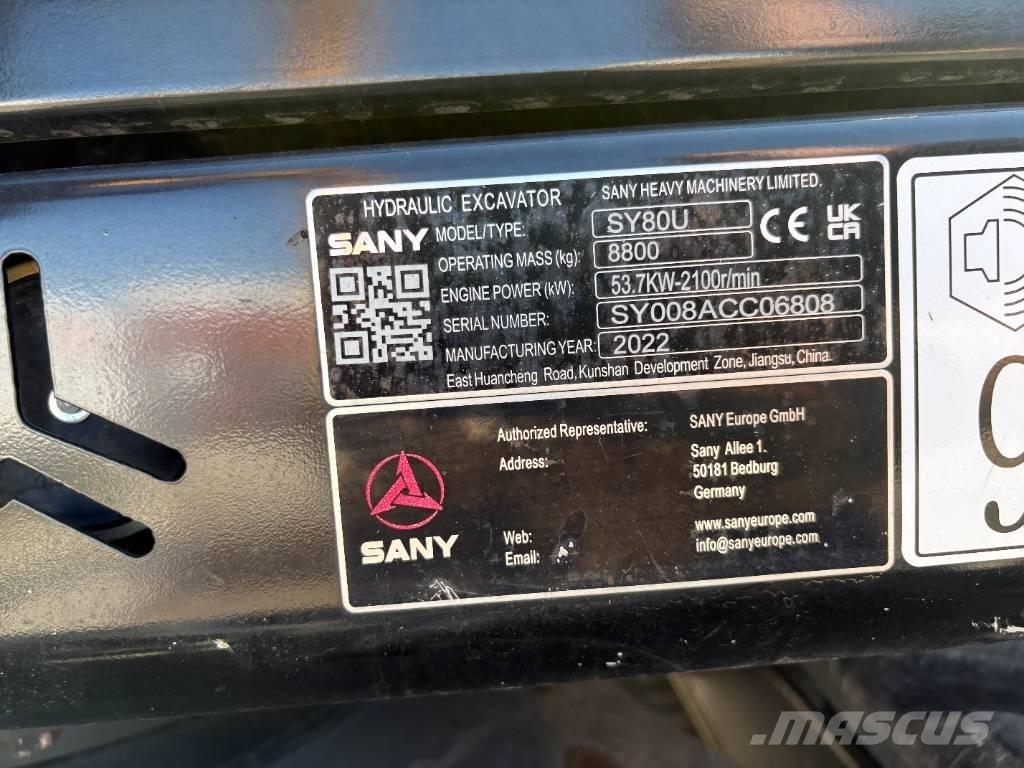 Sany SY 80 U Середні екскаватори 7т. - 12т.