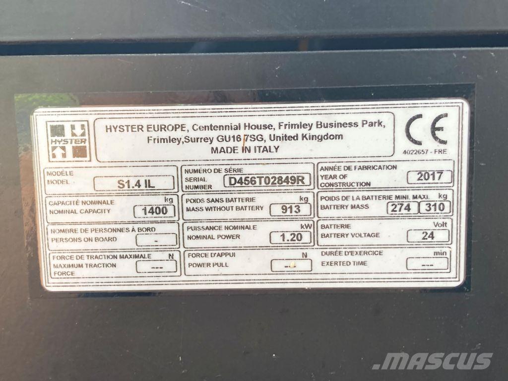 Hyster S 1.4 IL Ручний візок