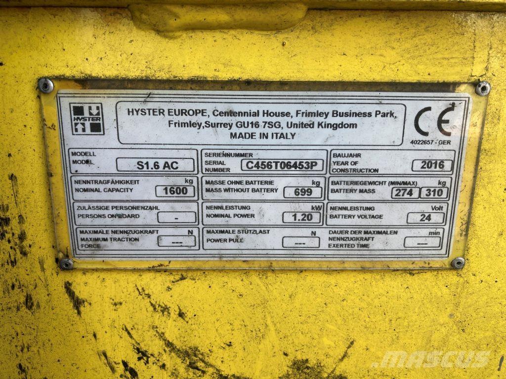 Hyster S 1.6 AC Ручний візок