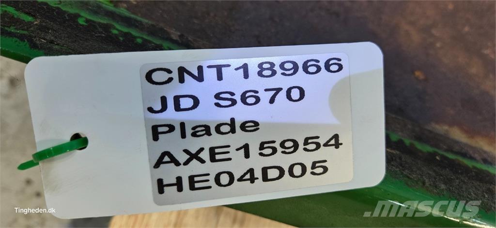 John Deere S670 Додаткове обладнання для збиральних комбайнів