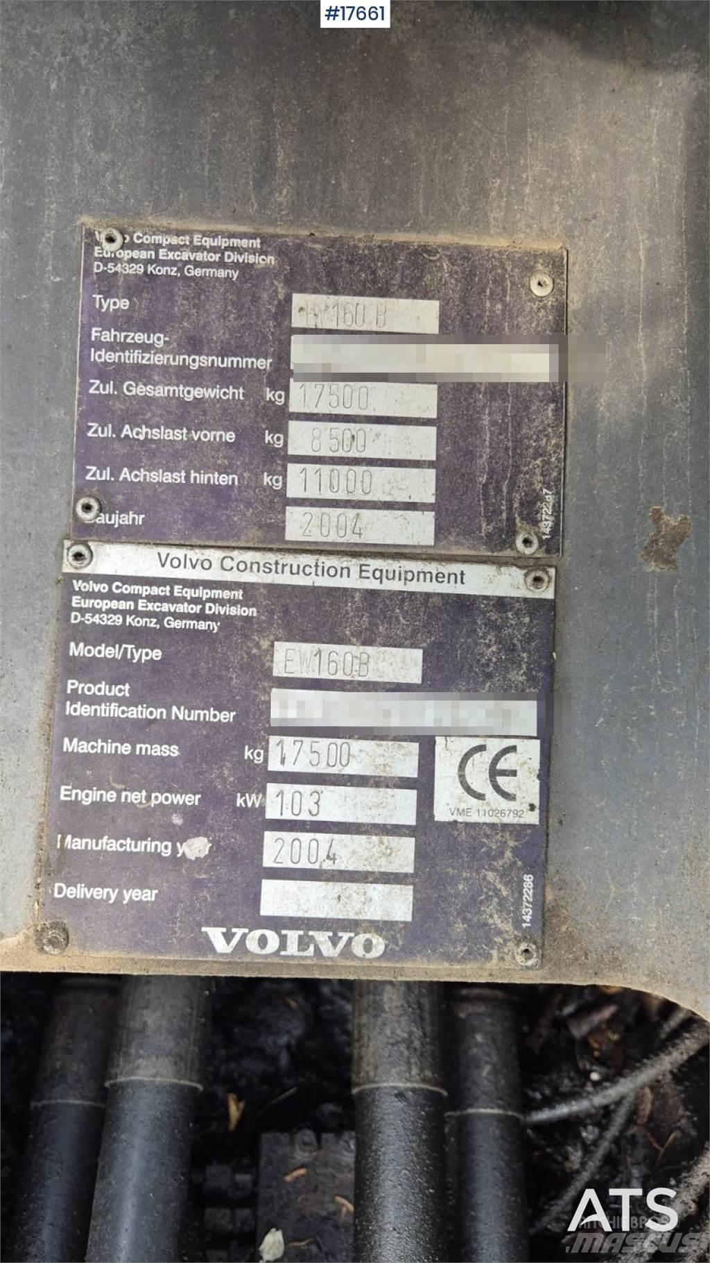 Volvo EW 160B Колісні екскаватори