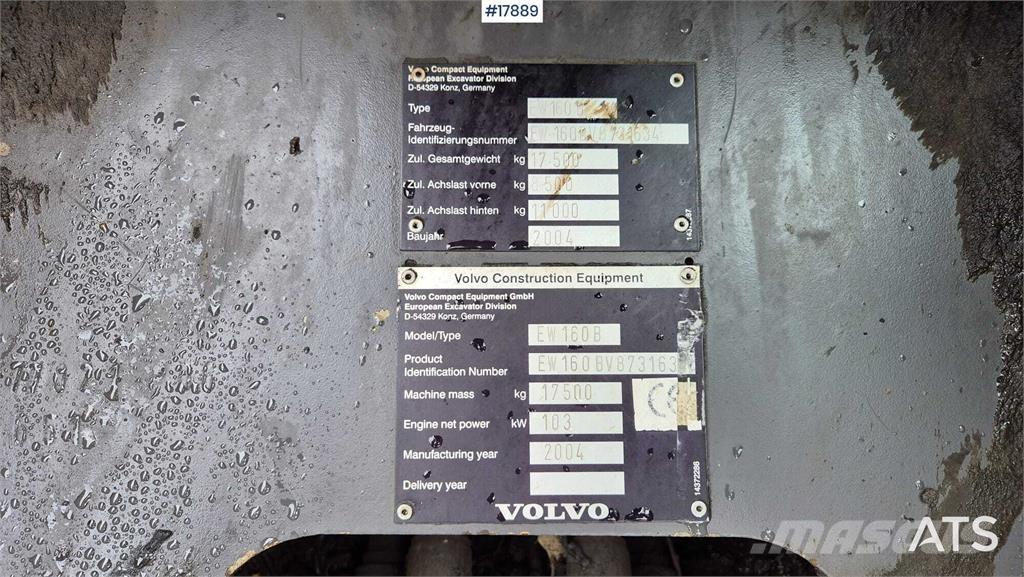 Volvo EW160B Колісні екскаватори