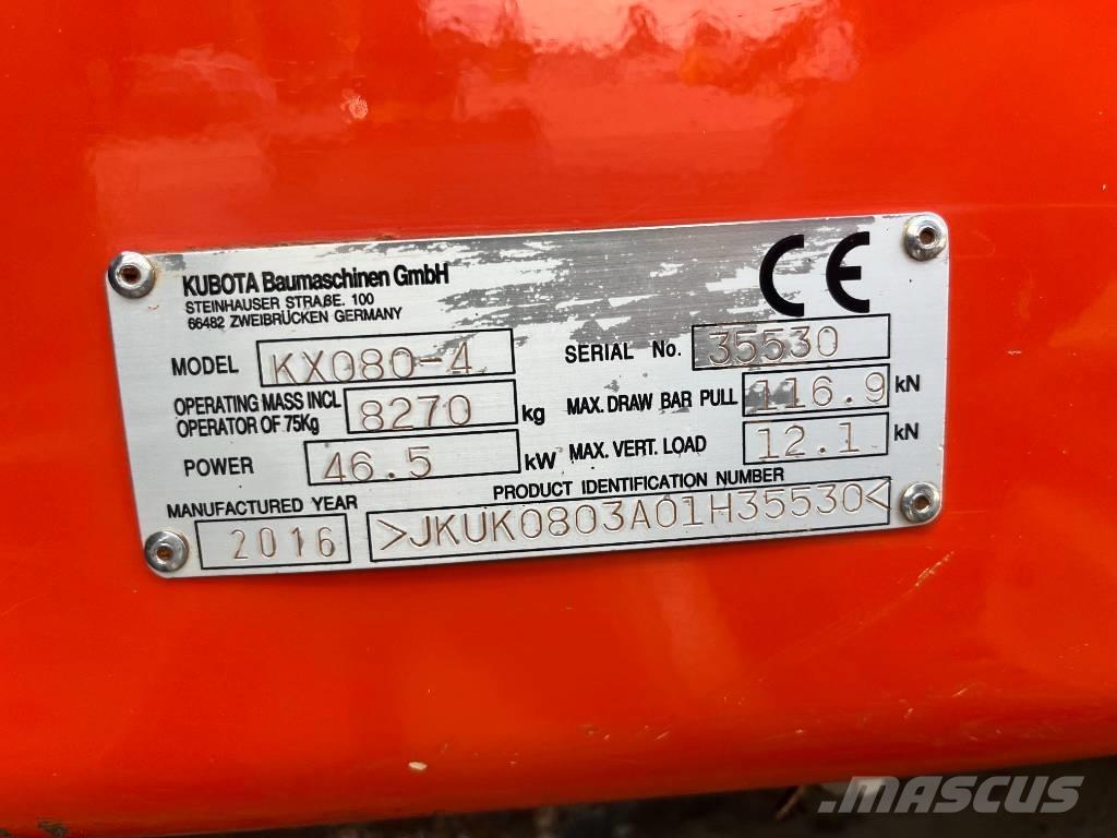 Kubota KX 080-4 Середні екскаватори 7т. - 12т.