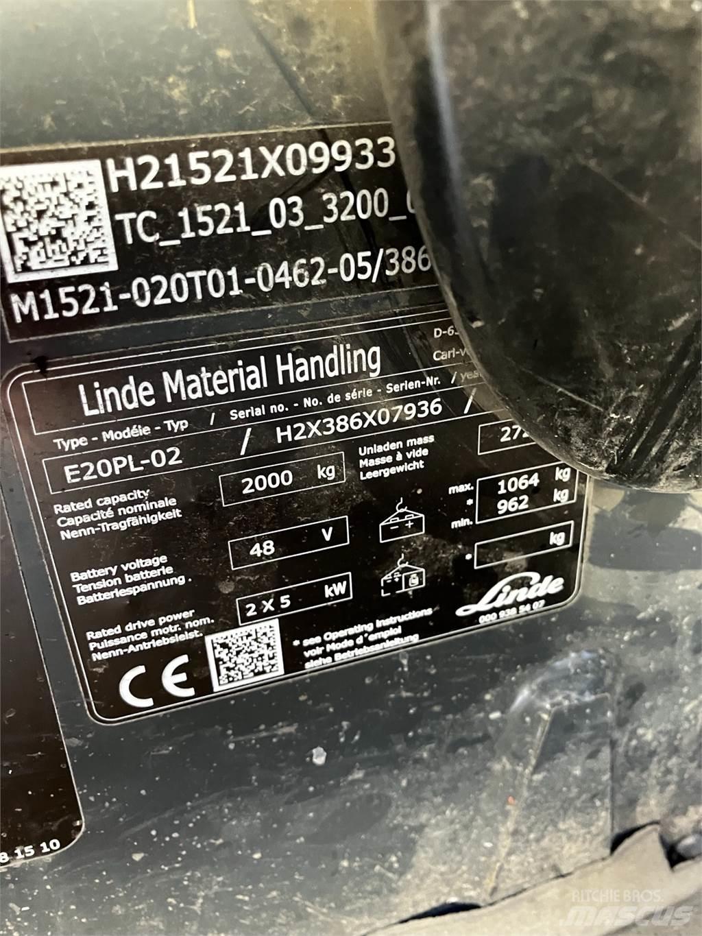 Linde E20PL Електронавантажувачі