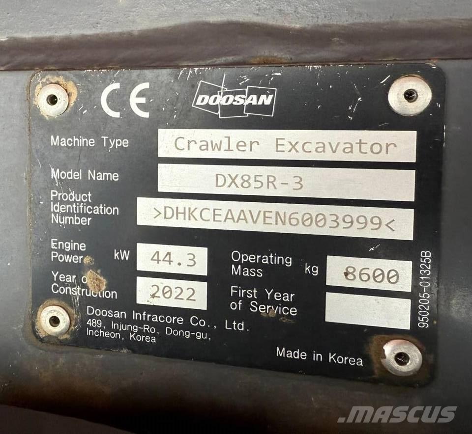 Doosan DX 85 R-3 Середні екскаватори 7т. - 12т.