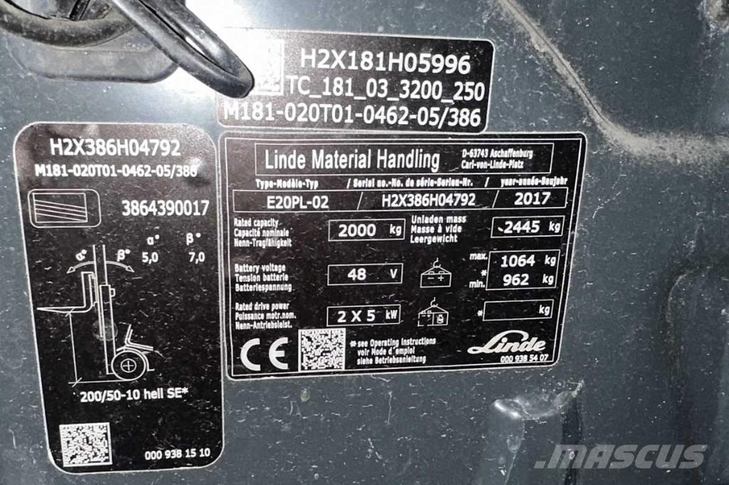 Linde E 20 PL Електронавантажувачі