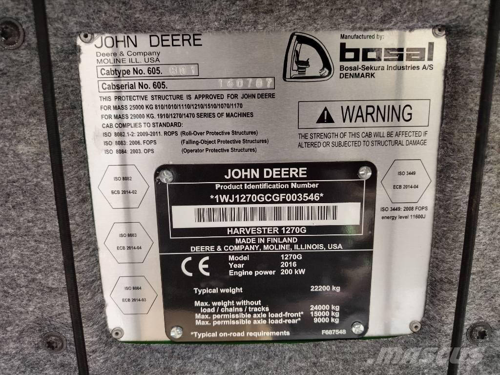 John Deere 1270G 6W Харвестери