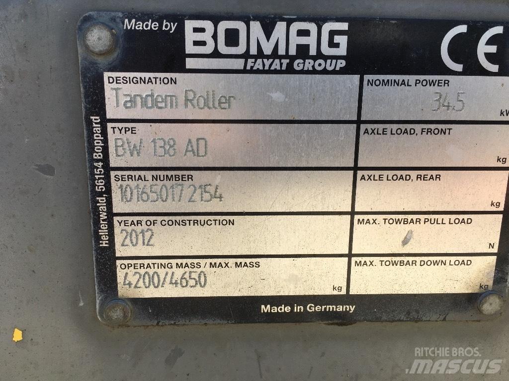 Bomag BW 138 AD Котки тротуарні