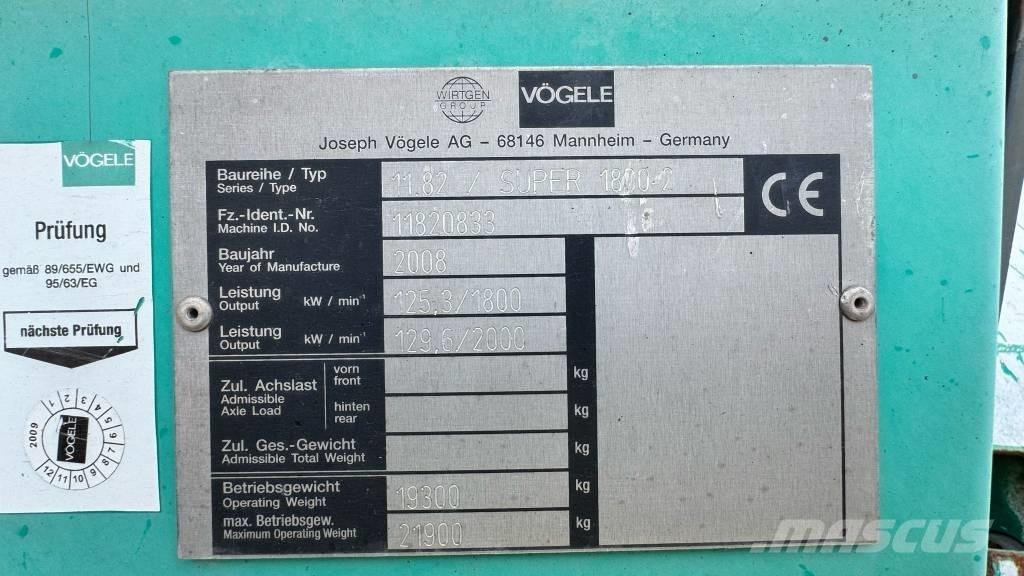 Vögele Super 1800-2 Асфальтовкладачі