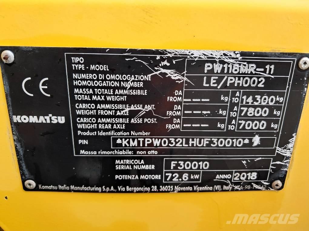 Komatsu PW118MR-11 Колісні екскаватори