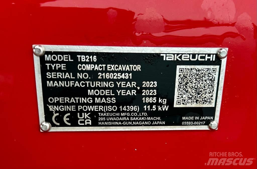 Takeuchi TB 216A V4 Міні-екскаватори < 7т