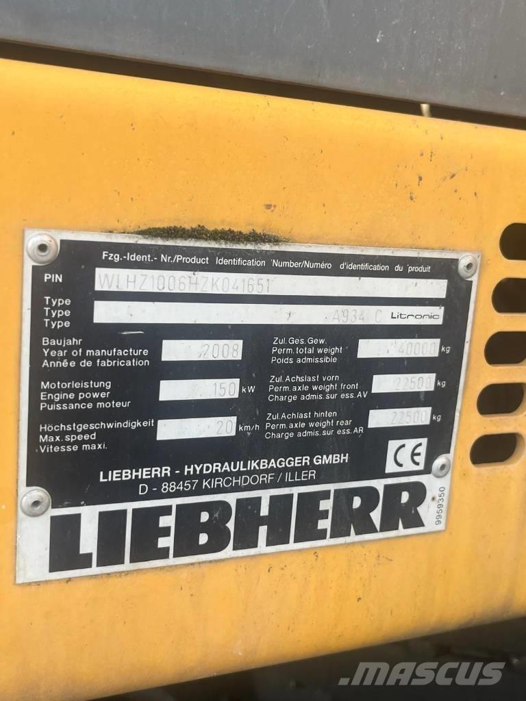 Liebherr A 934 C Перевантажувачі металобрухту/промислові навантажувачі