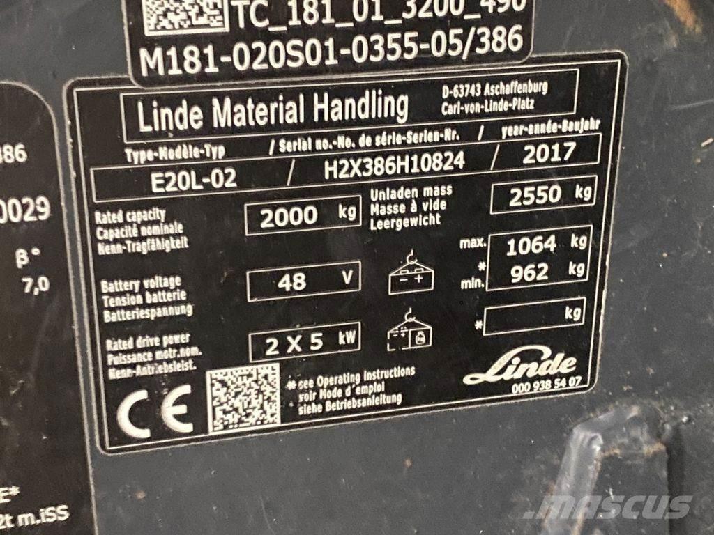 Linde E20L-02 Електронавантажувачі