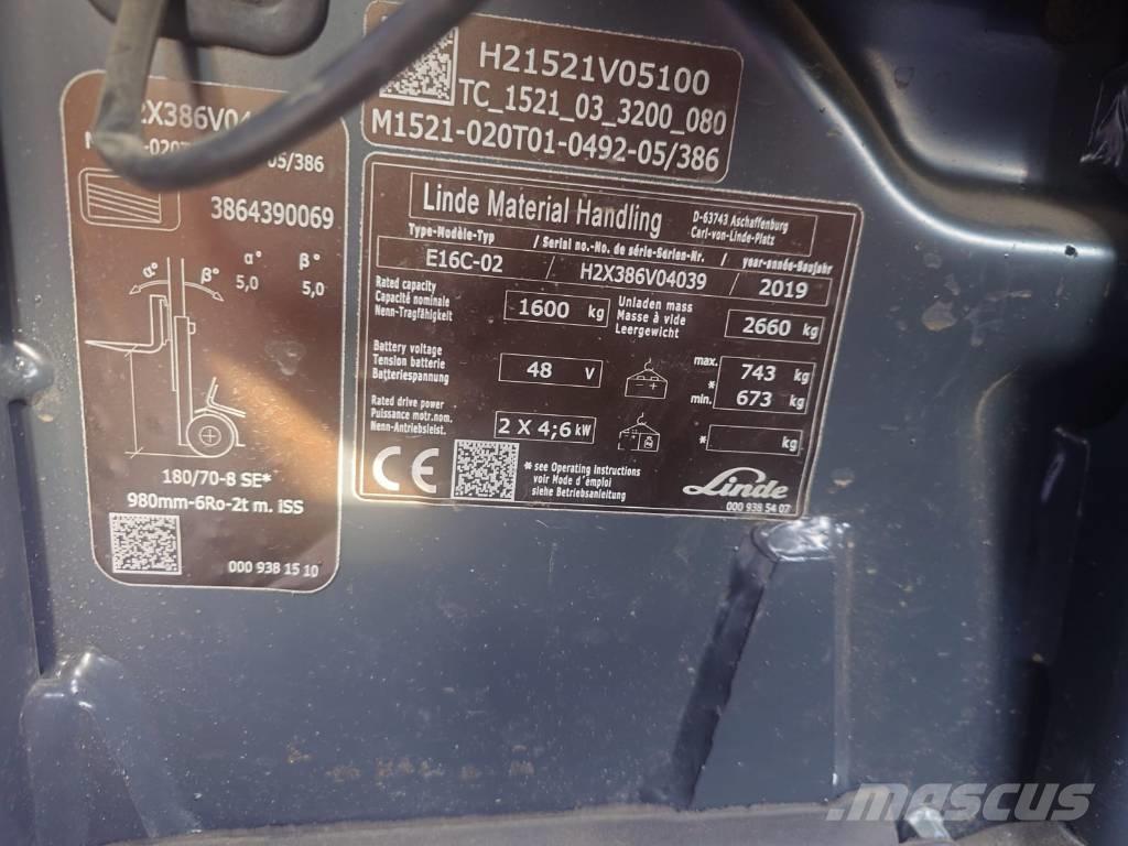 Linde E16C/386 Електронавантажувачі