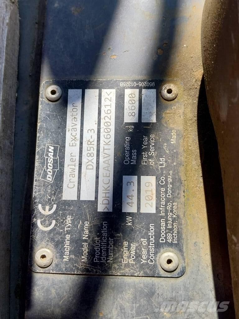 Doosan DX 85 R-3 Середні екскаватори 7т. - 12т.