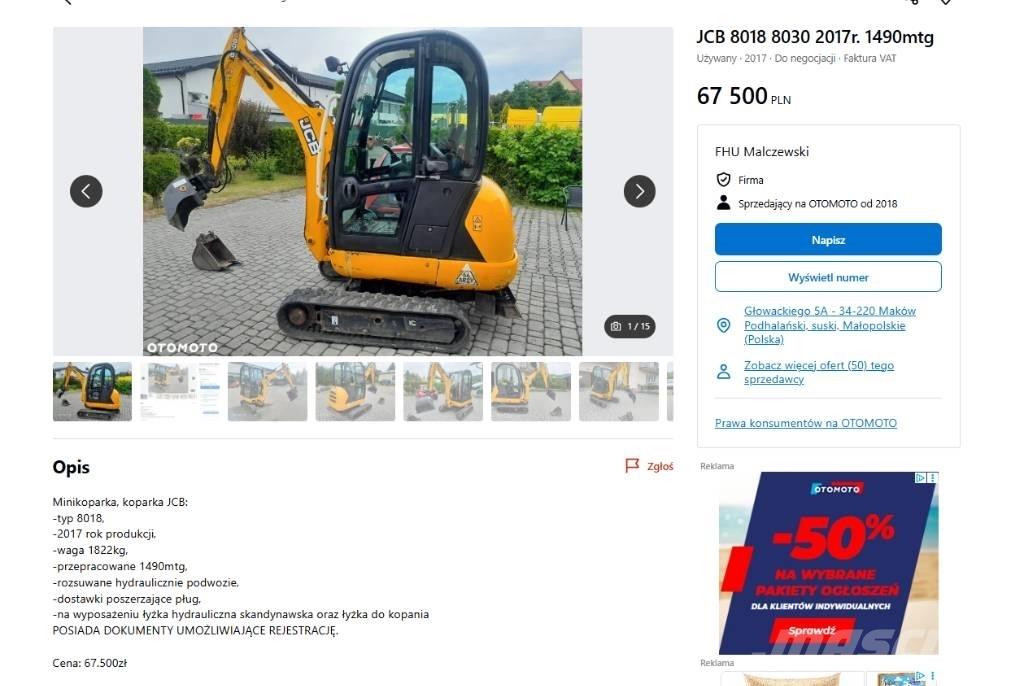 JCB 8030 Міні-екскаватори < 7т