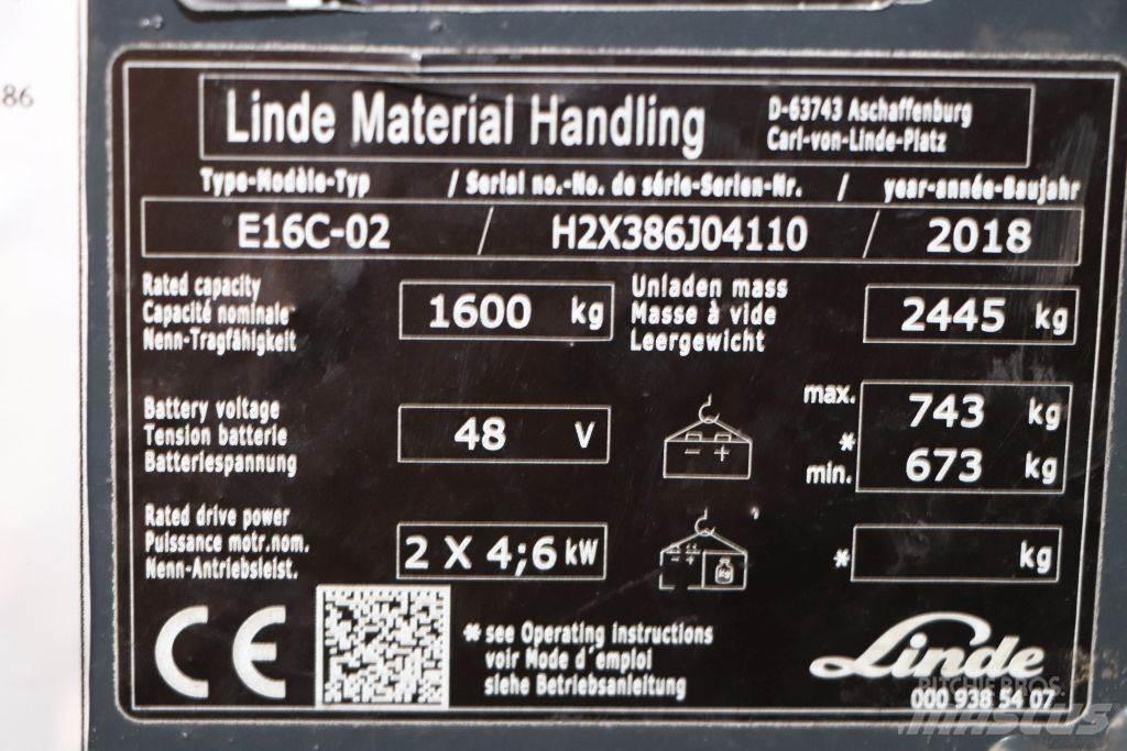 Linde E16C-02 Електронавантажувачі