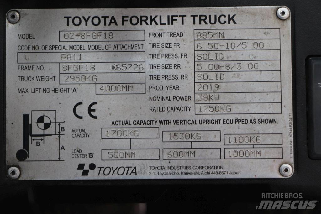 Toyota 02-8FGF18 Газові навантажувачі