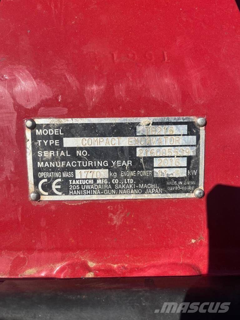 Takeuchi TB216 Міні-екскаватори < 7т