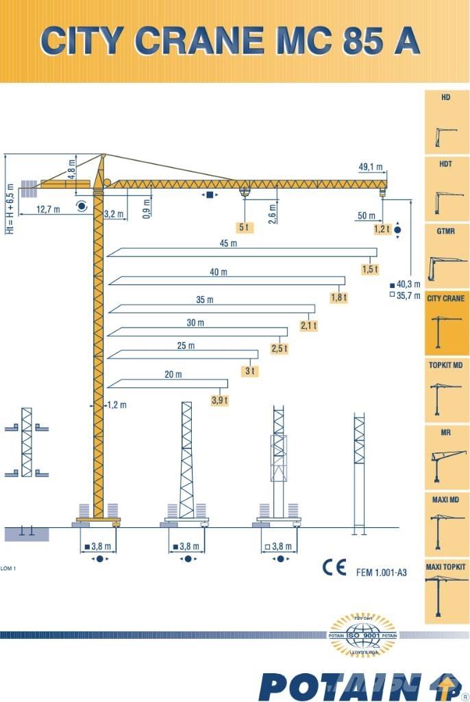 Potain SP85A Баштові крани