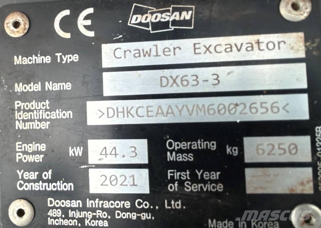 Doosan DX63-3 Гусеничні екскаватори