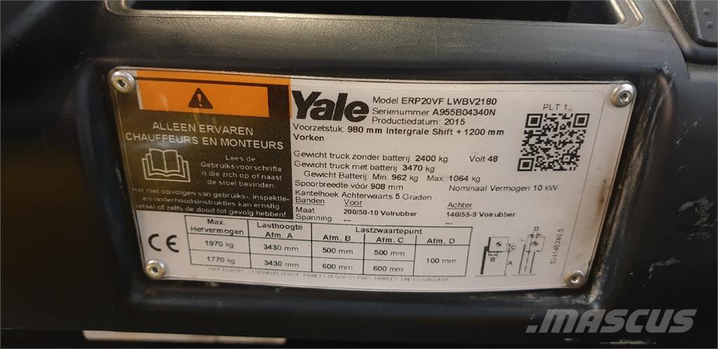 Yale ERP20VF 2014 Електронавантажувачі