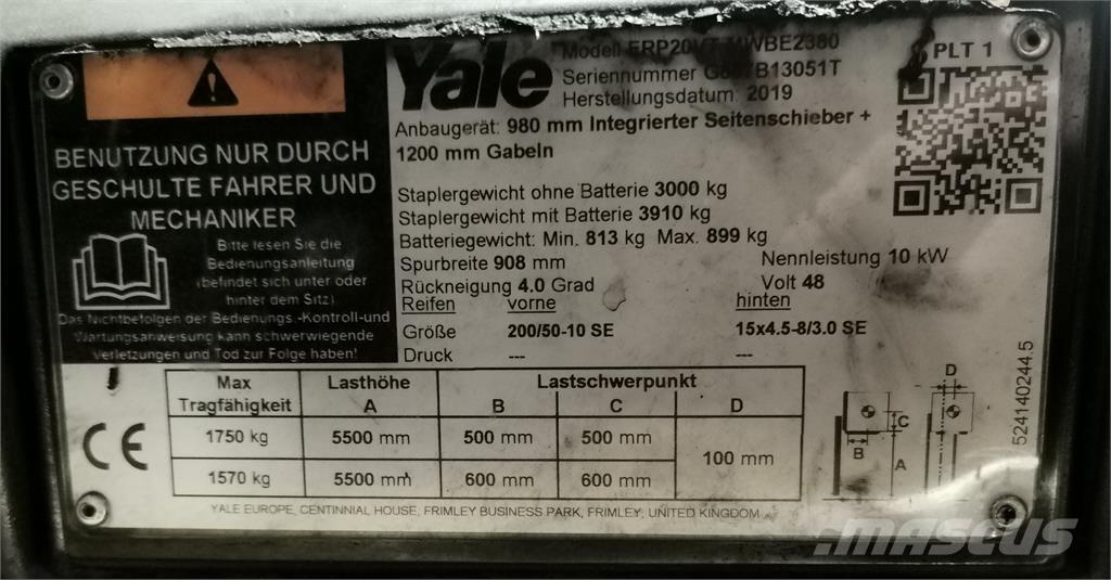 Yale ERP20VT MWB Електронавантажувачі