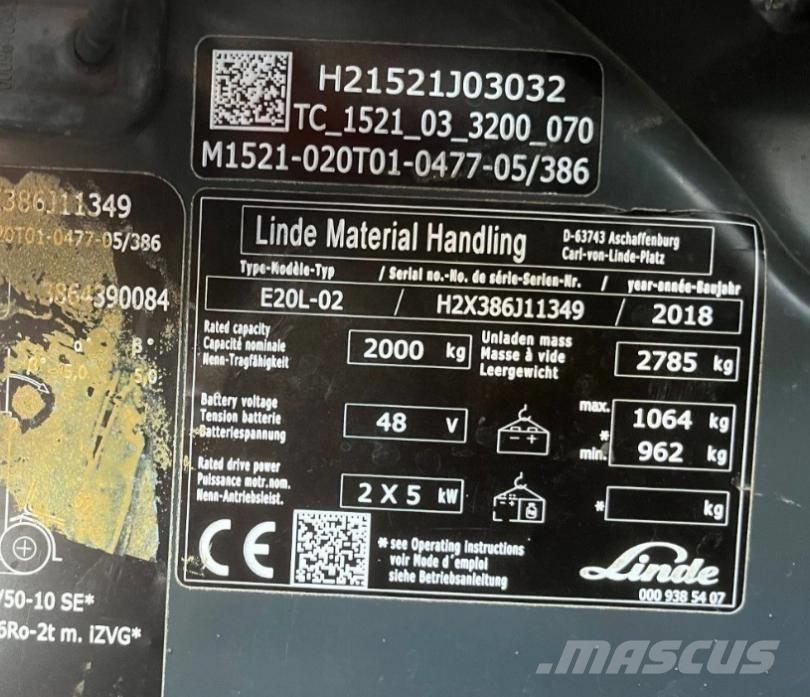 Linde E20L-02-386 Електронавантажувачі