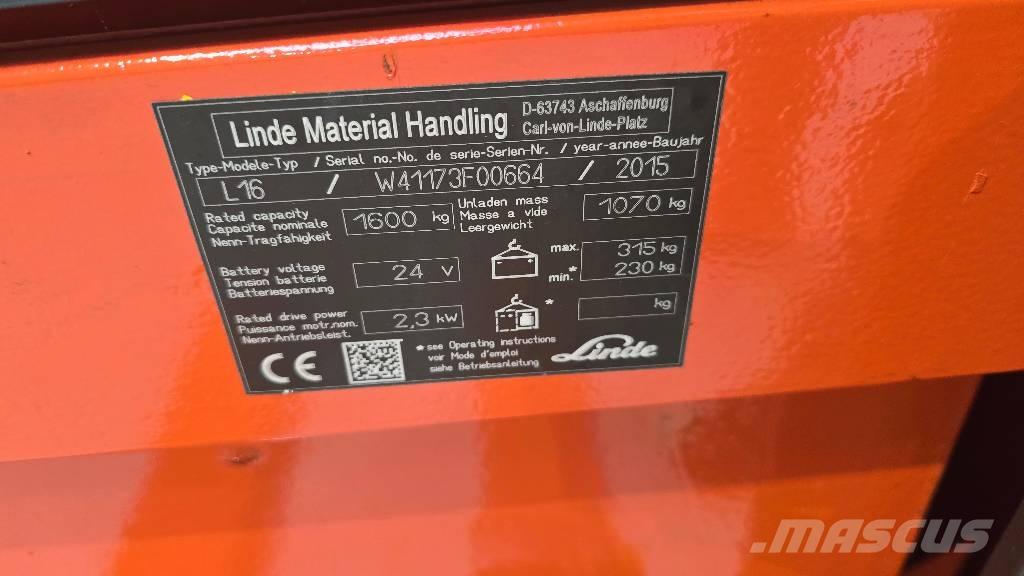 Linde L 16 Ручний візок
