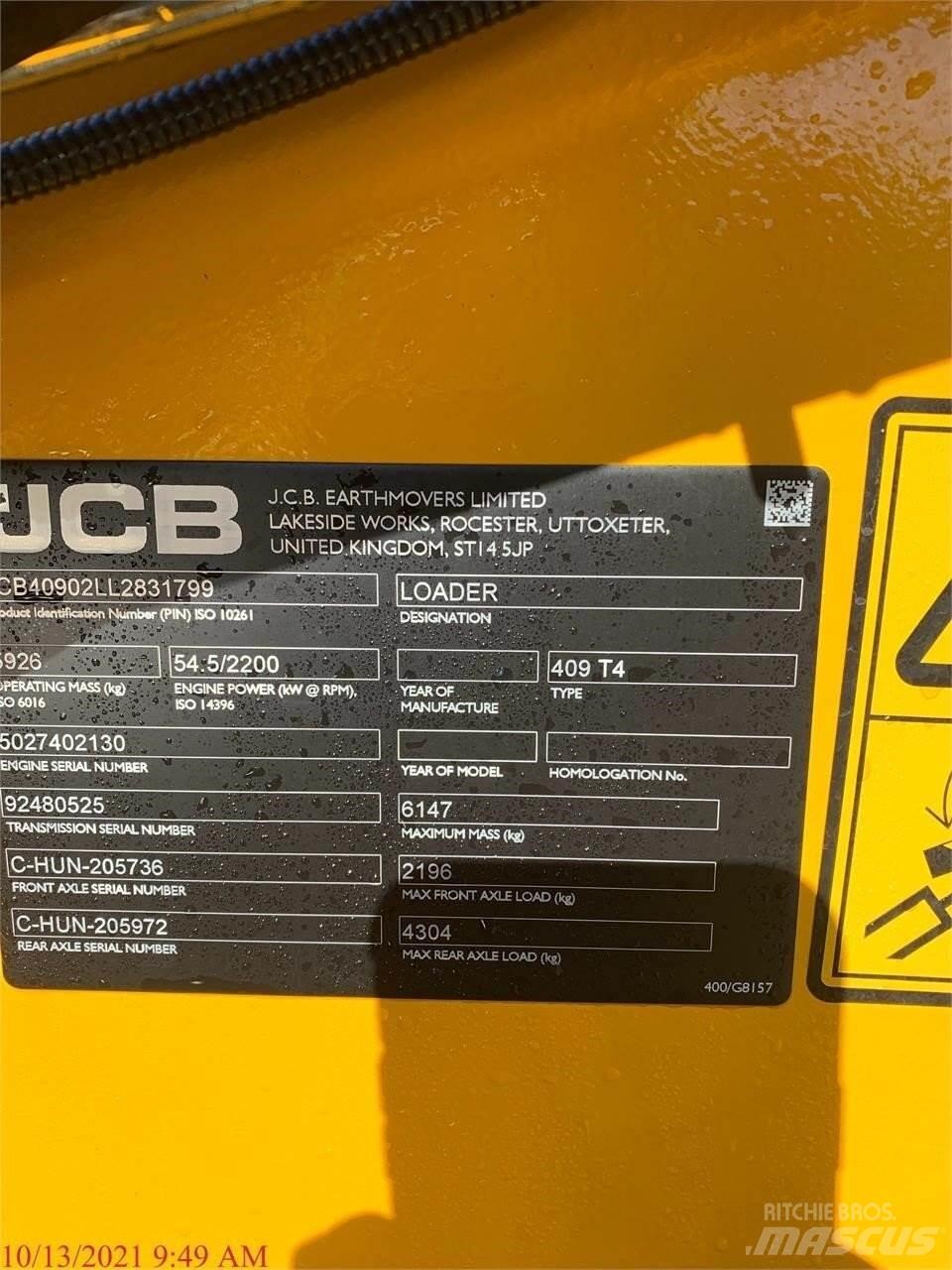 JCB 409 Фронтальні навантажувачі