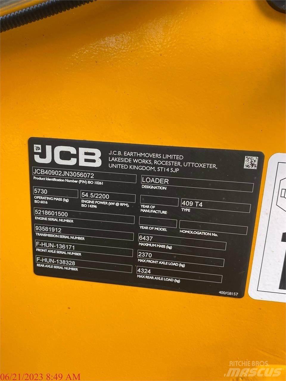 JCB 409 Фронтальні навантажувачі