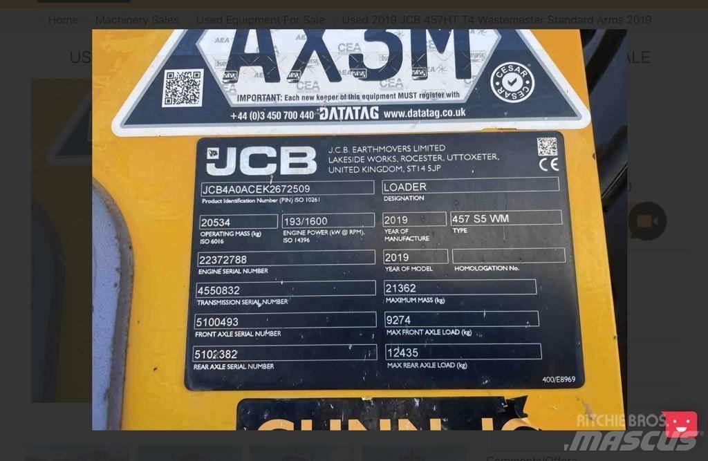 JCB 457 Фронтальні навантажувачі