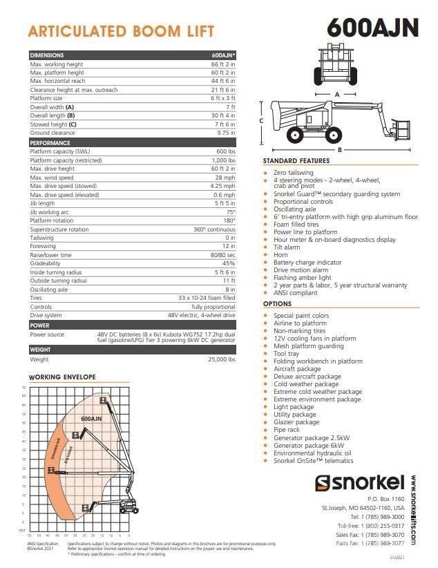 Snorkel 600AJN Колінчаті підйомники