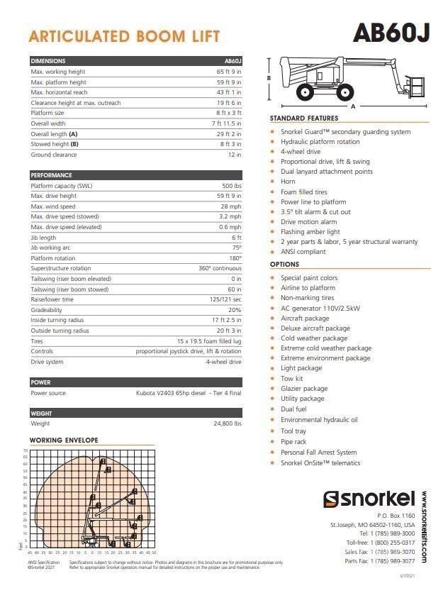 Snorkel AB60J Колінчаті підйомники