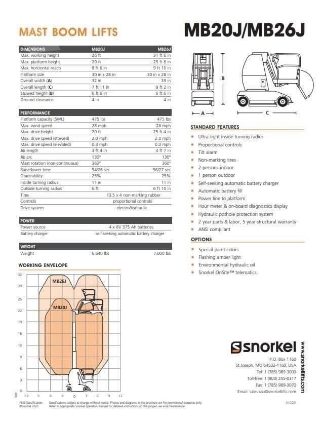 Snorkel MB26J Вертикальні щоглові підйомники