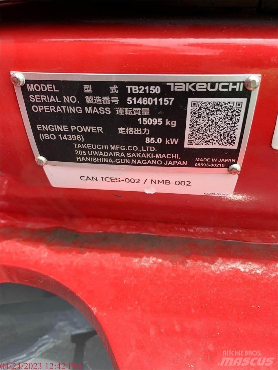 Takeuchi TB2150 Гусеничні екскаватори
