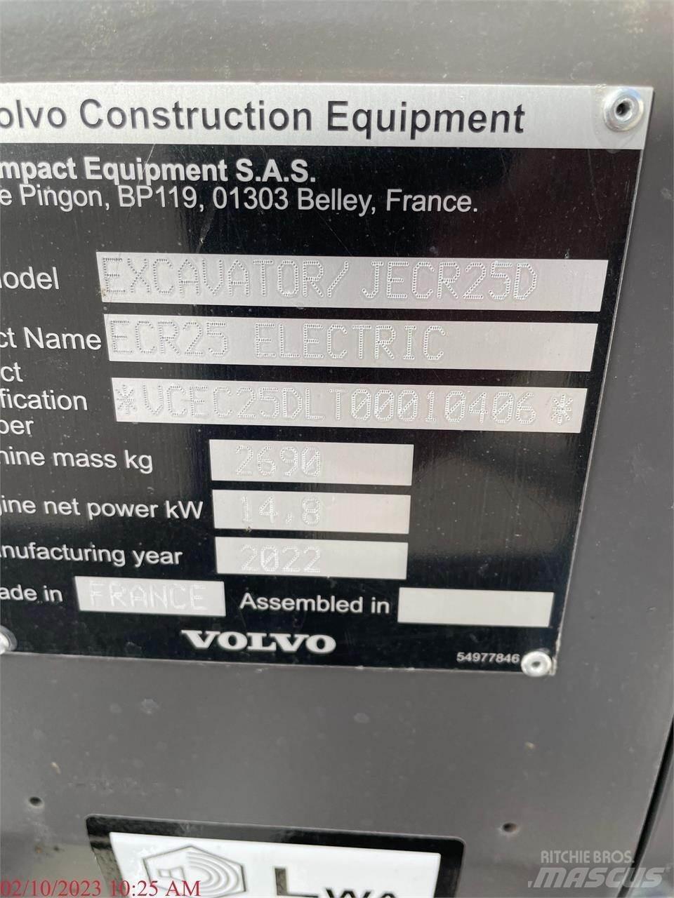 Volvo ECR25D Міні-екскаватори < 7т