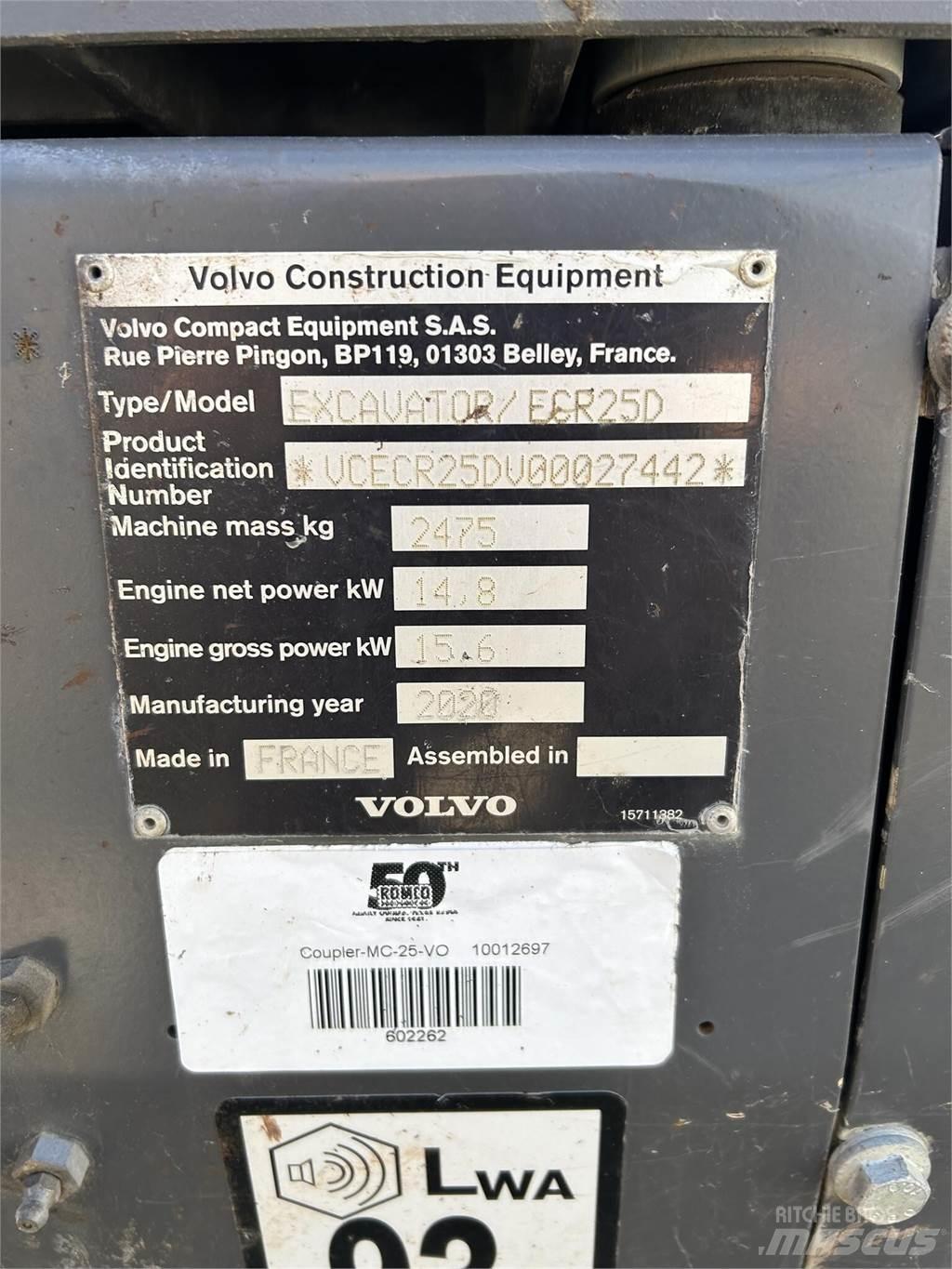Volvo ECR25D Міні-екскаватори < 7т