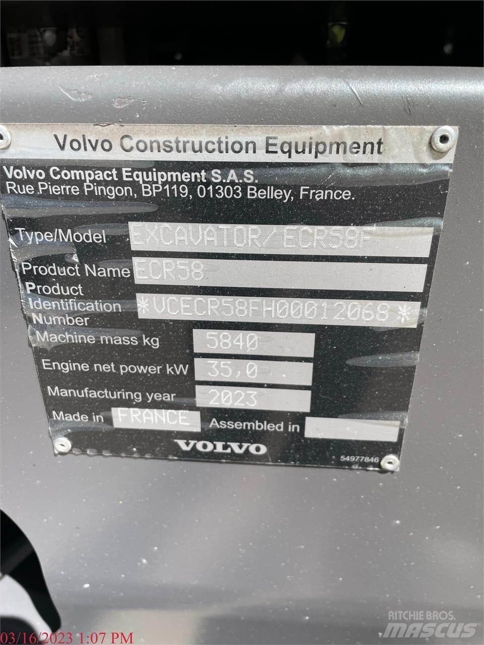 Volvo ECR58F Гусеничні екскаватори