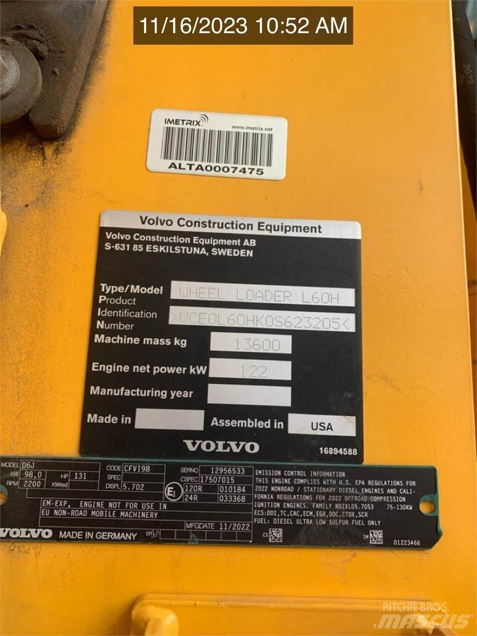 Volvo L60H Фронтальні навантажувачі