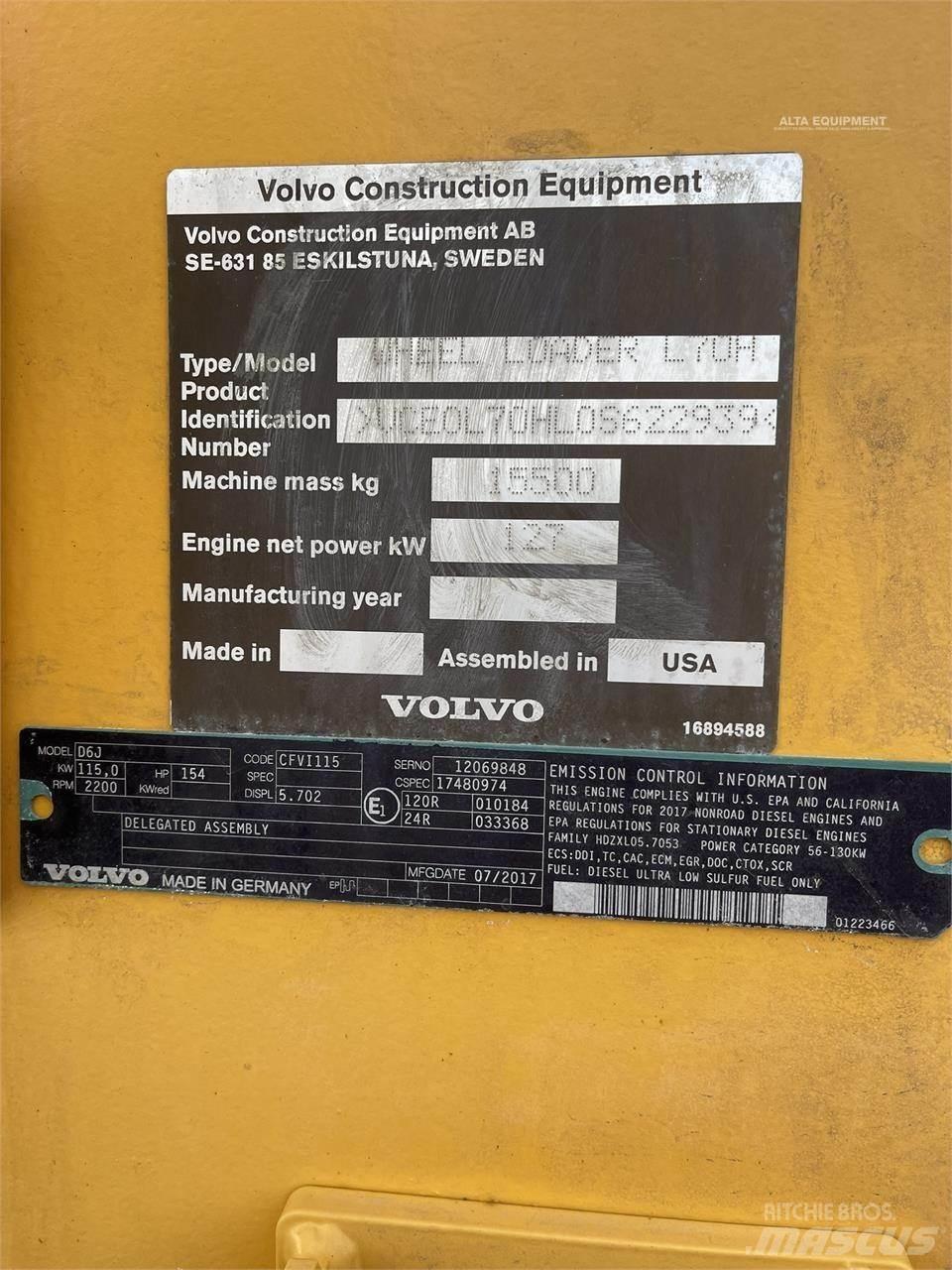 Volvo L70H Фронтальні навантажувачі