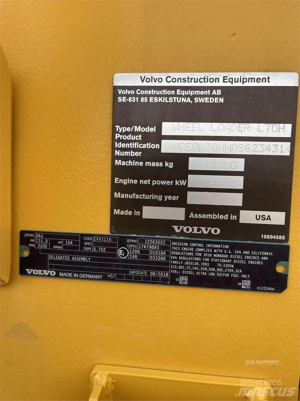 Volvo L70H Фронтальні навантажувачі