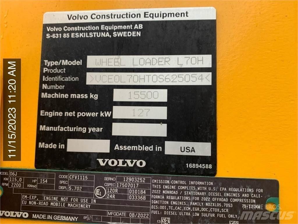 Volvo L70H Фронтальні навантажувачі